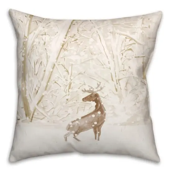 Winter Deer Warm Colors 18x18 Throw Pillow {1}