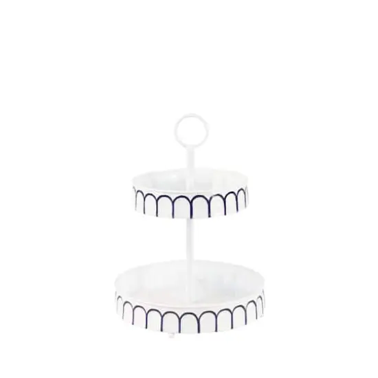 White Iron Farmhouse 2 Tier Tray Cupcake Stand {4}