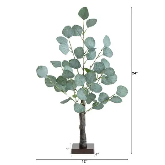 2ft. Pre-Lit Artificial Eucalyptus Tree with Warm White LED Lights {8}