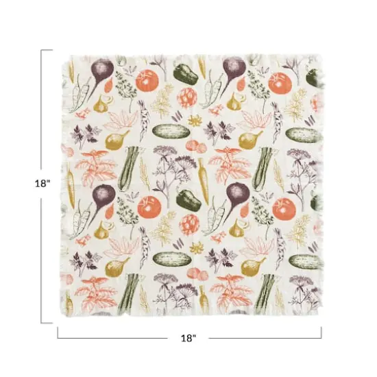 Hello Honey&reg; Vegetable Print Cotton Slub Napkins with Fringe, 4ct. {5}