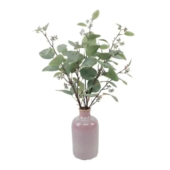 Flora Bunda&reg; 26.5" Green Eucalyptus in Mauve Ceramic Vase {1}