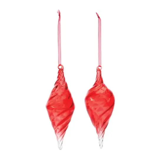 Red Swirl Glass Drop Ornament Set {3}