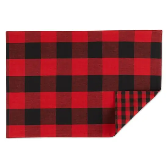 DII® Reversible Gingham & Buffalo Check Placemat Set, 4ct. Red/Black {4}