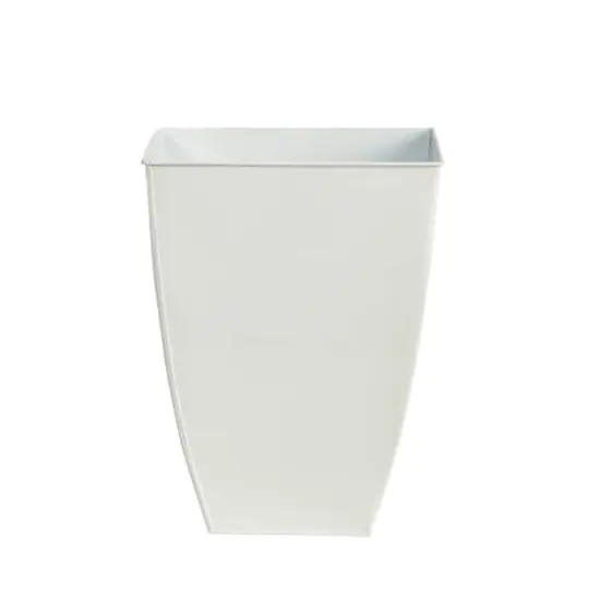 15" White Square Tin Planter {1}