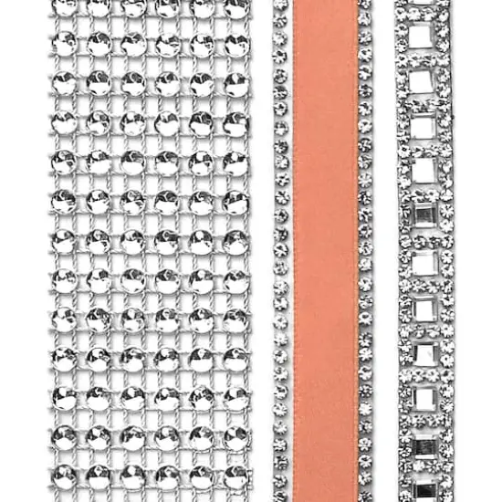 Gwen Studios 6yd. Satin & Rhinestone Trim Set Coral {6}