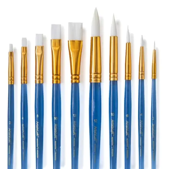 White Synthetic Acrylic Round & Flat 10 Piece Brush Combo By Artist's Loft® Necessities™ {1}