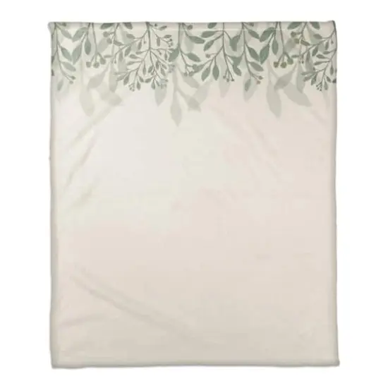 Floral Banner Coral Fleece Blanket White/Green {1}