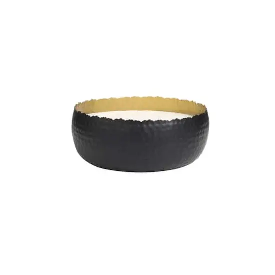 90oz Campfire Scented White 4 Wick Candle in Hammered Matte Black Bowl {5}