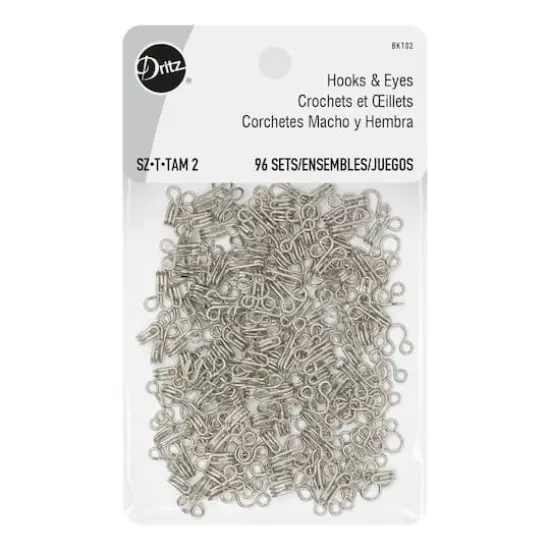 Dritz&reg; Silver Hooks & Eyes, Size 2 {1}