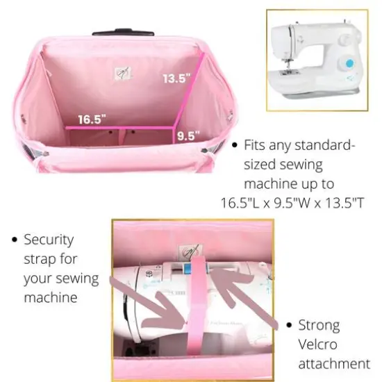 Everything Mary Quilted Pink & Gray Deluxe Rolling Sewing Machine Tote {6}