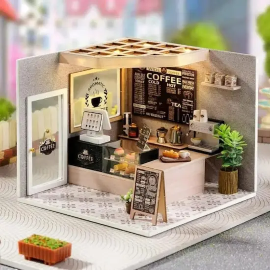 Wizardi Caf&eacute; Miniature Dollhouse Roombox Kit {3}