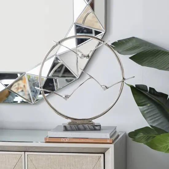 Silver Aluminum Modern Sculpture, Bird 18" x 19" x 5" {8}