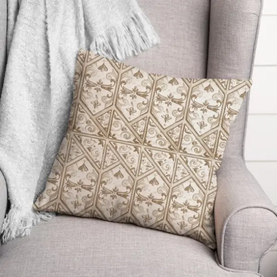 Regal Cream Pattern Indoor/Outdoor Pillow {3}