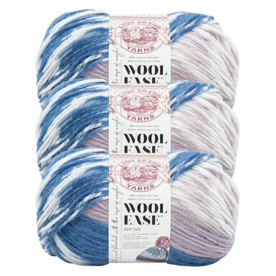 3 Pack Lion Brand&reg; Wool Ease&reg; Fair Isle Yarn Denim and Lilac {1}