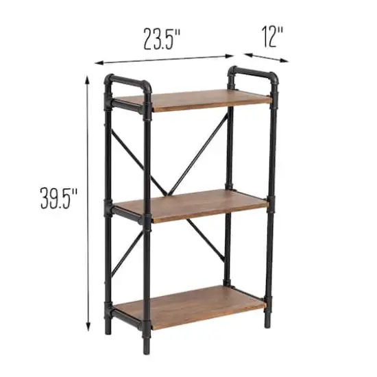 Honey Can Do 3-Tier Industrial Black Bookshelf {7}