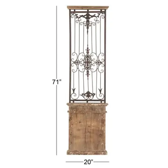 71" Brown Rustic Ornamental Wood & Metal Wall D&eacute;cor {10}