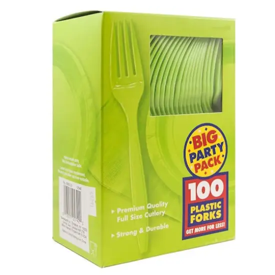 JAM Paper Lime Green Premium Plastic Forks, 100ct. {3}