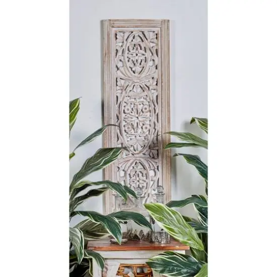 Cream Traditional Floral Mango Wood Wall D&eacute;cor {7}