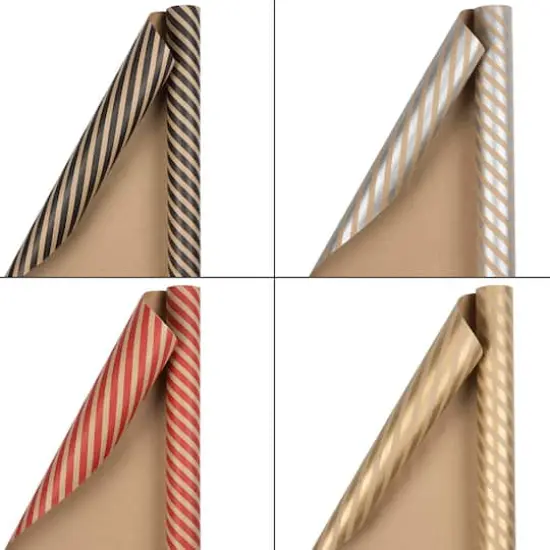 JAM Paper Assorted Kraft Stripe Gift Wrap Set, 4ct.  {3}