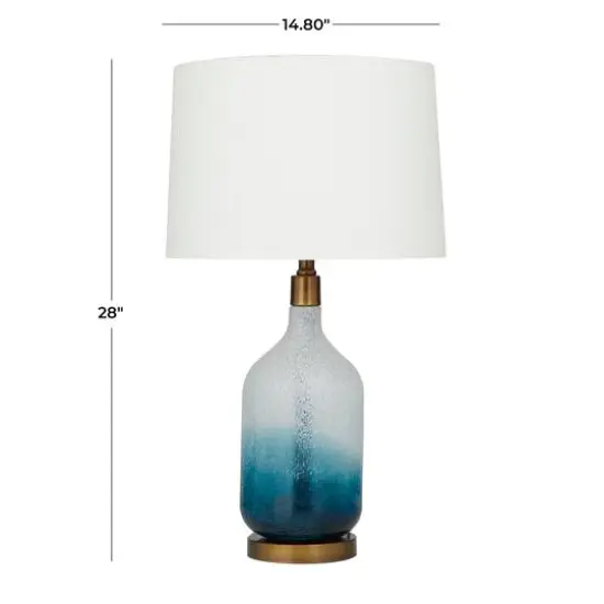 Blue Glass Table Lamp Set of 2 15", 28" {9}