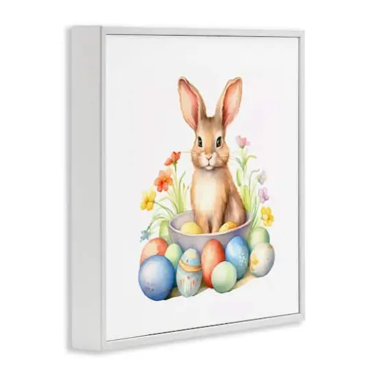 Stupell Industries Easter Bunny & Eggs Framed Giclee Art White {4}