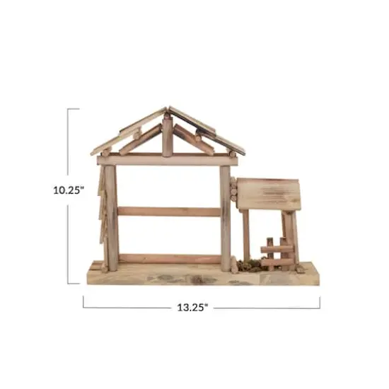 Hello Honey&reg; 13.75" Natural Pine Wood Nativity Creche {4}