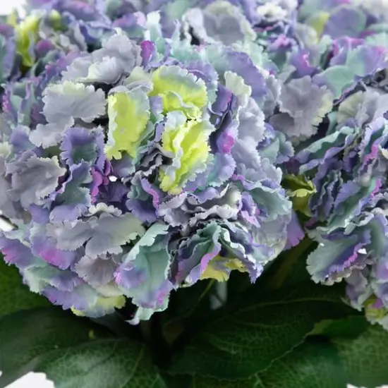 20" Blue Artificial Hydrangea Arrangement in Glass Vase {7}