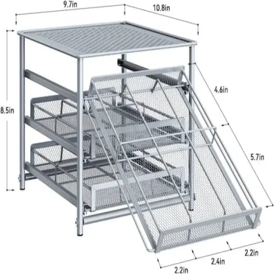 NEX&trade; 3-Tier 18-Bottle Metal Spice Rack with Drawer Organizer {3}