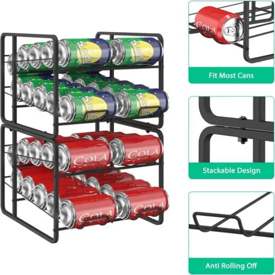 NEX™ Standard 12oz. 20-Can Capacity Black Organizer Rack Dispenser, 2ct. {5}