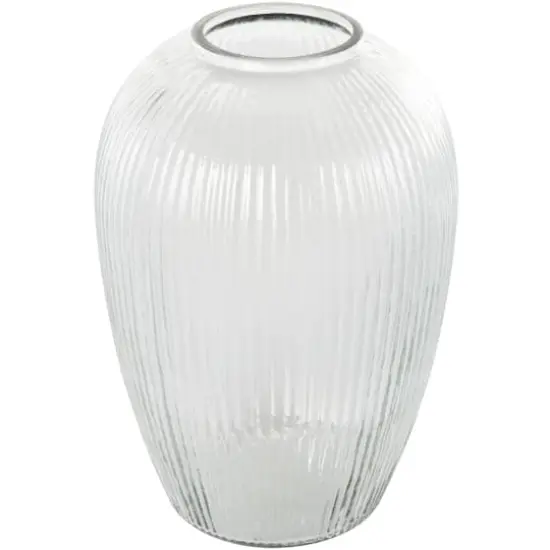 12" Clear Glass Ribbed Fluted Decorative Vase {1}