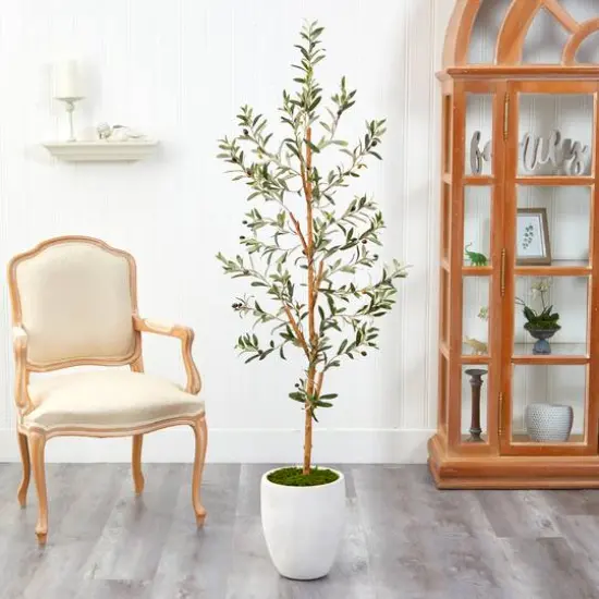 5.5ft. Olive Artificial Tree in White Planter {4}