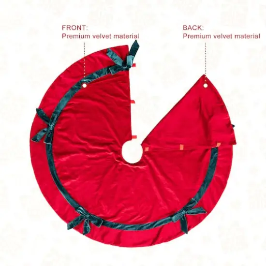 Glitzhome&reg; 48"D Red Velvet Christmas Tree Skirt with Bows {8}
