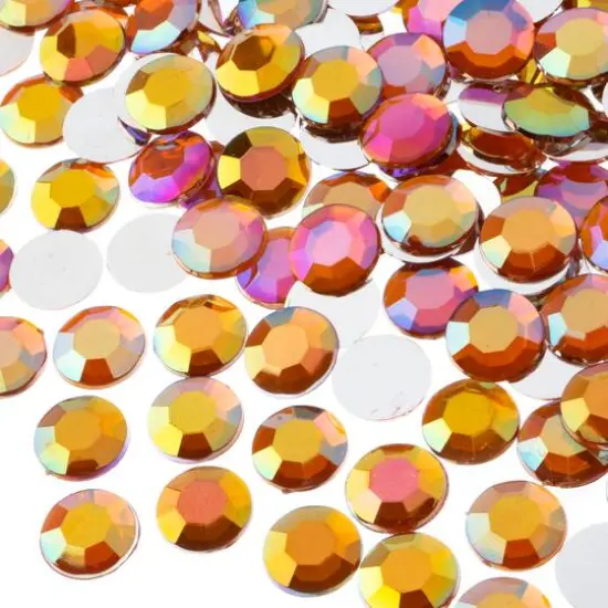 John Bead 12mm Acrylic Round Flat Back Rhinestones, 400ct. Orange AB {1}