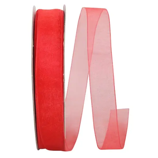 JAM Paper 7/8" x 100yd. Chiffon Mono Sheer Ribbon Watermelon {1}