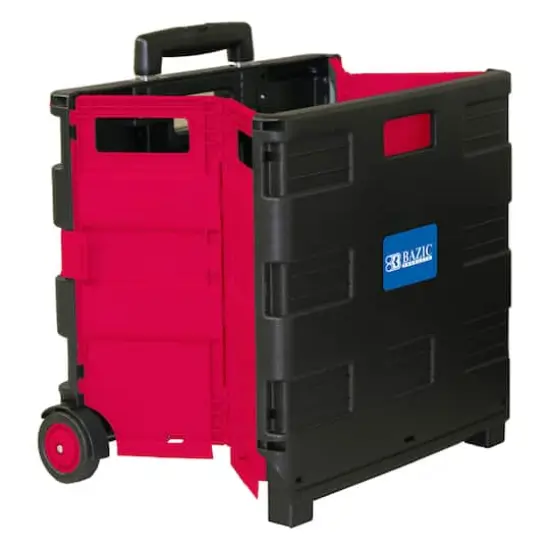 BAZIC&reg; Folding Cart on Wheels with Lid Cover Black & Red {5}