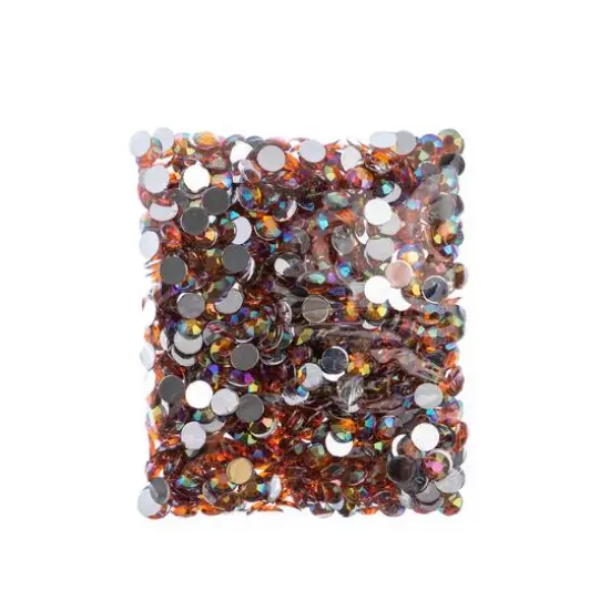 John Bead 8mm Acrylic Round Flat Back Rhinestones, 1,000ct. Orange AB {4}