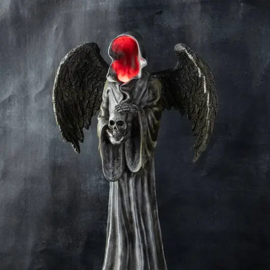 Glitzhome&reg; 24"H Lighted Halloween Grim Reaper Resin Porch Decor {5}