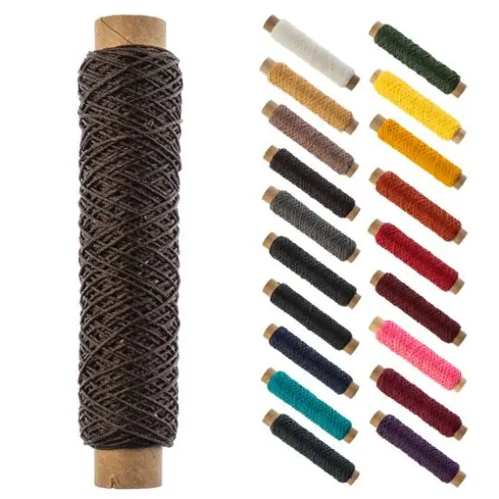 Gudebrod 0.018" 3 Ply Waxed Thread Bobbin, 75ft. Dark Beige {1}