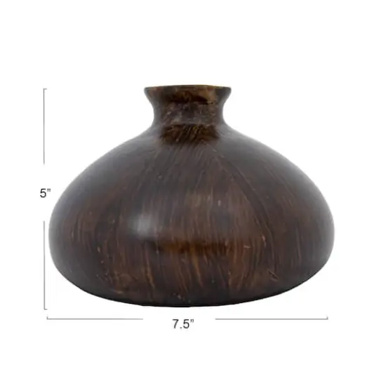 Hello Honey&reg; 5" Espresso Finish Decorative Paulownia Wood Vase {4}