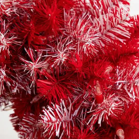 2.5ft. Pre-Lit Red Candy Cane Artificial Christmas Tree, Clear Micro LED Lights {7}