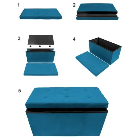 Sorbus 30" Faux Suede Storage Bench Teal {4}