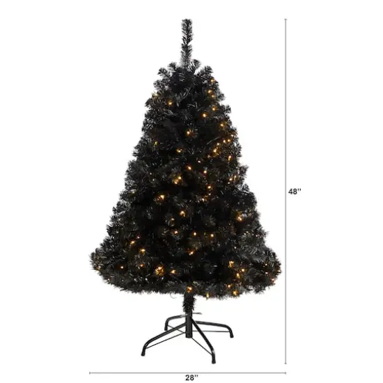 4ft. Pre-Lit Black Artificial Christmas Tree, Clear LED Lights {8}