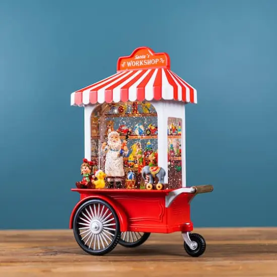 10.75" LED Snow Globe Santa's Workshop Stand {3}