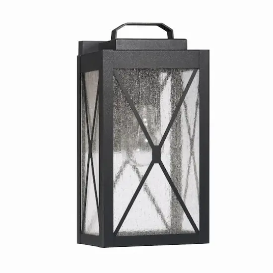 Hello Honey&reg; Charleston Matte Black Farmhouse Rectangular Metal & Glass Wall Mounted Outdoor Light {1}