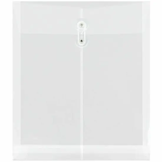 JAM Paper 9.75" x 13" Clear Plastic Button String Open End Envelopes, 6ct. {1}