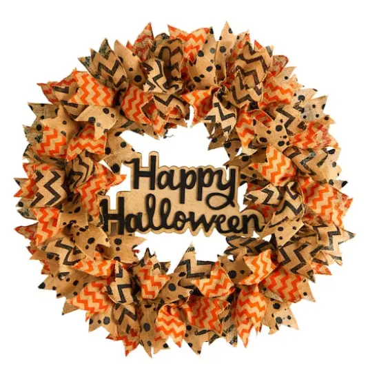 30" Halloween Burlap Ribbon Wreath {1}