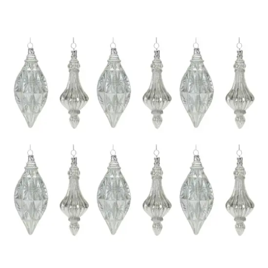 12ct. Glittery Glass Finial Drop Ornaments {4}