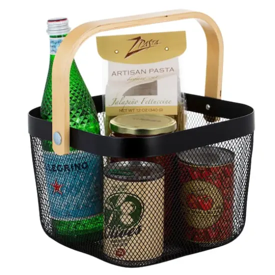 Simplify Black Mesh Tote with Bamboo Handle {6}