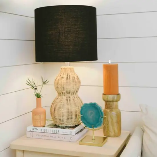 Hello Honey&reg; 7" Marbled Turquoise Decorative Agate Slice Accent on Metal Stand {11}