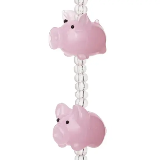 Pink Pig Glass Lampwork Beads, 20mm by Bead Landing&trade; {1}